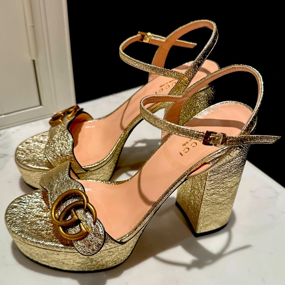 Gold Gucci Platform Heels